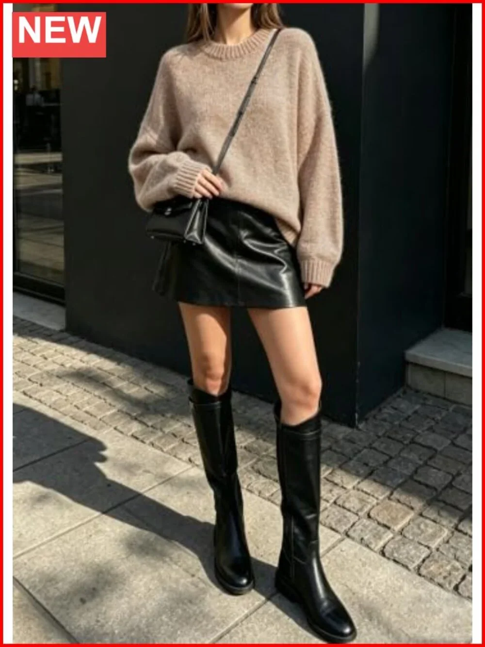 Oversized Crewneck Pullover Sweater Long Sleeve Loose Fit Casual Top